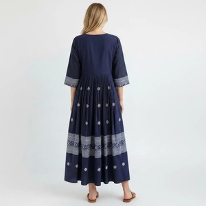 Women Ethnic Print Kurti <b>Dress</b> Floral Embroidered A Line Midi Kurta for Wedding Party Diwali - Product Image 5