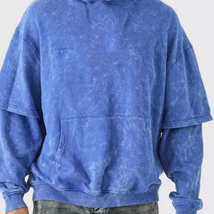 Sudadera con Capucha de Doble Capa para Hombre, Lavado Ácido, Algodón Grueso, Estilo Urbano Vintage, Lista para Invierno, Fabricación OEM - Product Image 4