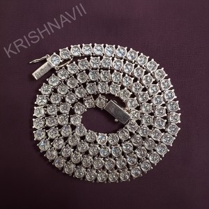 Élégante Chaîne à Maillons en Moissanite VVS Taille Émeraude 4MM Plaqué Or 18K pour Hommes et Femmes, Collier Hip Hop Luxe Givré, Bijou Tendance, Cadeau - Product Image 2