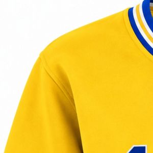 เสื้อสเวตเตอร์คอกลมผู้หญิงสีเหลือง ยี่ห้อซิกมาแกมมาโร ปี 1922 ปักตัวอักษรกรีกสีน้ำเงิน คอเสื้อและปลายแขนเสื้อลายทางสีขาว แบบถัก - Product Image 3