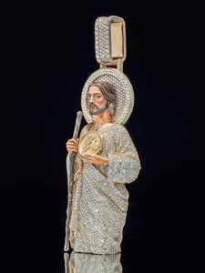 Colgante de plata con moissanita 3D estilo hip hop religioso para hombre, diseño de santo rapero, ideal para fiestas - Product Image 3