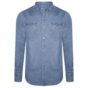 Chemises en jean pour hommes de haute qualité, 100% coton, coupe ajustée, manches longues, respirantes, style décontracté pour l'extérieur, logo personnalisé, faible MOQ, OEM - Product Image 5