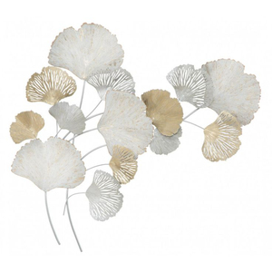 Sculpture murale en métal de haute qualité, peinte à la main, cercles en fer dorés et blancs, décoration murale pour la maison, art mural suspendu - Product Image 5
