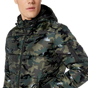 Veste d'hiver en toile matelassée à capuche pour homme, tendance, avec impression personnalisée sur le devant, chauffante, écologique, antibactérienne - Product Image 3