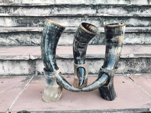 Tasse à boire artisanale en corne de buffle naturelle, écologique, polie, style rustique, décoration d'intérieur, style viking, lot de 2 - Product Image 4