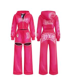 Conjunto de Sudadera Corta con Cremallera y Pantalones Deportivos TAHAD, Ropa de Diseñador Personalizada, Conjunto de Dos Piezas, Ropa de Mujer, Conjunto Deportivo Urbano - Product Image 6