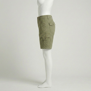 Women's Mid Waist Cargo Shorts Solid Olive Green Terry Casual Drawstring Regular Fit Quick Dry Windproof Breathable Pockets - Product Image 4