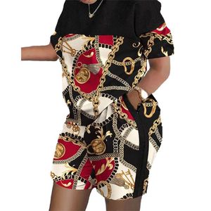 Ensemble 2 pièces décontracté d'été pour femme : T-shirt uni et short au-dessus du genou, à volants, respirant et écologique - Product Image 2