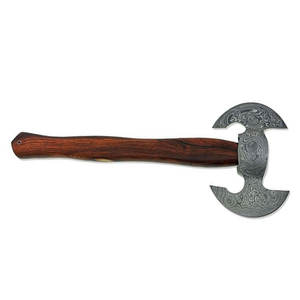 Hache à double tête, outil en acier à motif artisanal traditionnel, avec manche en bois équilibré, pour usage extérieur - Product Image 3