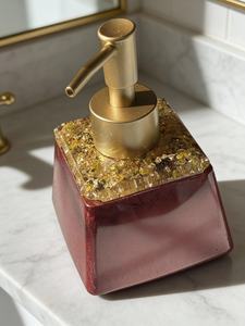 Burgundy & Gold Resin <b>Soap</b> Dispenser <b>Set</b>- Handmade <b>Soap</b> or Lotion <b>Set</b>-Luxury Gift - Product Image 5