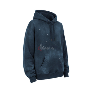 Sweat à capuche en molleton délavé vintage pour homme, en molleton bouclette épais, coupe oversize à épaules tombantes, avec logo personnalisé, en coton, vente en gros OEM - Product Image 3