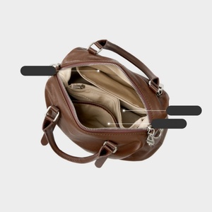 Sac fourre-tout vintage pour femme en cuir véritable, haute qualité, fermeture éclair ouverte, couleurs personnalisables, doublure en toile, utilisation quotidienne et voyage - Product Image 3