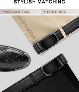 Cinturones de Cuero Genuino de Alta Calidad con Hebilla de Trinquete para Hombre, Diseño Personalizado, Elegantes, OEM, Precios al por Mayor, Logotipo Personalizado - Product Image 4