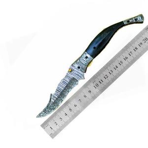 Couteau pliant en acier Damas de qualité supérieure, personnalisable OEM/ODM, avec manche confortable en corne et clip en laiton, nouvelle mode, vente en gros - Product Image 6