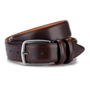 Cinturón KIVOTECH de Cuero Genuino, Piel de Vaca, Color Marrón Sólido, Hebilla Rectangular Plateada, Cinturón Formal para Hombre - Product Image 2
