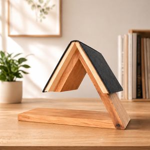 Soporte de Madera Rústico para Libros, con Diseño Triangular, para Libros, Tablets, Gafas, Tazas de Café, Hogar, Oficina, Escritorio - Product Image 6