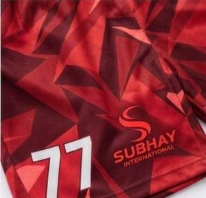 Maillot de football pour homme Subhay International, rouge, à col en V géométrique, respirant, en polyester, coupe classique, pour toutes les saisons - Product Image 5