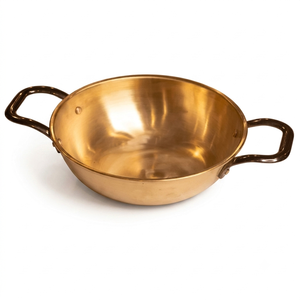 Hammered Brass Fry <b>Pan</b> with Handle | Premium Brass <b>Skillet</b> for Cooking | Traditional Indian Frying <b>Pan</b> | Heavy Duty Kitchen Cook - Product Image 1