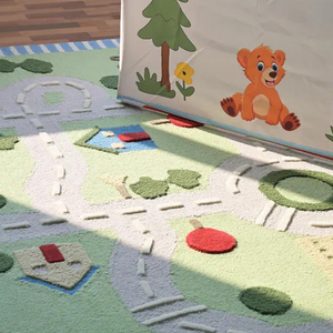Alfombra de Lana India Hecha a Mano, Diseño de Mapa de Carreteras para Niños, Alfombra Suave Hecha a Mano para Cuarto de Niños, Sala de Juegos y Sala Montessori - Product Image 4