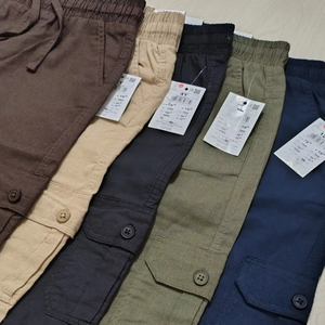 100% Cotton Cargo Joggers Long Pants Anti-Wrinkle Work Style Baggy Sweatpants Mid-Waist Loose Fit Colored Wash Wrinkled Technics - Product Image 6