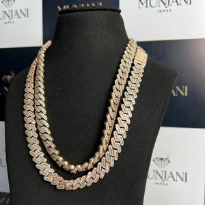 Chaîne à maillons plaquée or rose de luxe, certifiée IGI, forme de paix, sertie de diamants, style hip-hop, qualité supérieure, bijoux unisexes - Product Image 6