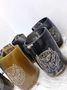 Taza de Café de Cuerno Pulido de Alta Calidad con Base de Resina, Diseño Vikingo, Forma Natural, para Artesanía Sheeri - Product Image 4