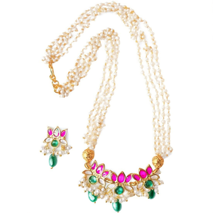 Nova Mart 24K Gold Plated White Pearl Designer Necklace Set-Trendy Fine Jewelry From India - Product Image 2