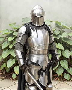 Armadura medieval de la mejor calidad, tipo Sugarloaf, en acero dulce de calibre 18, con acabado pulido, tamaño completo, aproximadamente 7 pies, con acabado pulido. - Product Image 2