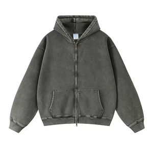 Solid Colour Oversized Cotton Full Zip Men Hoodie Factory Manufactured Hooded French Terry Sweatshirt Casual Style Winter Wear - Product Image 4