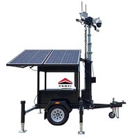 Caméra de sécurité mobile à panneaux solaires pour utilisation à long terme, remorque solaire portable pour la surveillance extérieure
