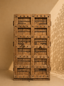 <b>Vintage</b> Indian Varanasi Heritage Wooden Double <b>Door</b> with Antique Metal Fittings Reclaimed Wood Darwaza Rustic Entrance Decor - Product Image 3