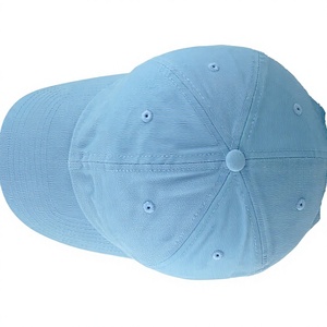 Gorra de Béisbol de Color Azul Claro Sólido, Diseño de 6 Paneles, Ajuste Ajustable, Unisex, Informal, Tela de Lona, Poliéster/Algodón, Bordado - Product Image 3