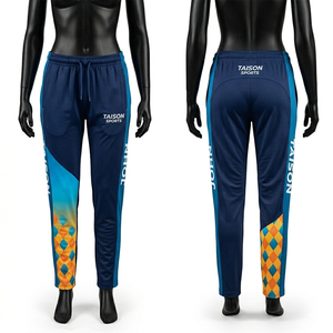 Pantalones de Cricket para Mujer, Tela Interlock de Poliéster Premium GSM, Panel Degradado Azul Marino, Sublimación con Logotipo Personalizado, Corte Ajustado, Ropa de Entrenamiento - Product Image 1