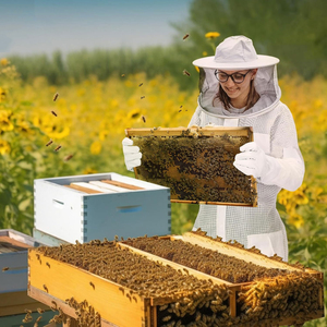 Professional Full Body Beekeeping <b>Suit</b> 3-Layer Mesh Ventilated with Fencing Veil Gloves 8 Pockets Double Zipper Wholesale - Product Image 6