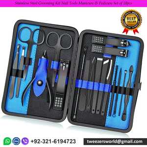 Ensemble de manucure et pédicure en acier inoxydable 18 pièces, kit d'outils de soin des ongles - Product Image 1