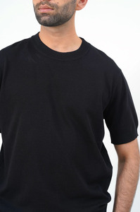 Men's Oversized Short Sleeve 100% Cotton Knitted T-<b>Shirt</b> <b>Sweater</b> Custom Crewneck Print Logo Breathable Knitwear - Product Image 2