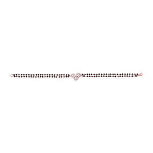 Elegant Black <b>Beaded</b> Mangalsutra <b>Bracelet</b> for Women | 18K <b>Gold</b> Plated Diamond Floral Leaf <b>Bracelet</b> | CZ Stone Traditional Modern - Product Image 2