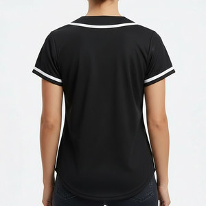 Wholesale Custom Birdseye Mesh Baseball Jersey for Women Short Sleeve Printed Quick Dry Full Button Blank Team Uniform - Product Image 3