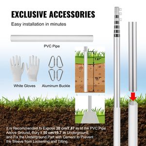 Kit Asta Telescopica per Bandiere da Giardino e Prato 30FT, in Lega di Alluminio Resistente, 3 Modalità di Visualizzazione, Asta per Bandiera 3x5 - Product Image 5