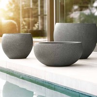 Pot Bunga Bulat Fiberstone Tampilan Corten Berkarat Hamilton 87, Ukuran 87x87x67cm, Besar, Tahan Cuaca, untuk Dalam & Luar Ruangan, Vietnam