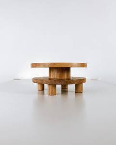 Plateau de service rond surélevé en bois de chêne, écologique et biodégradable, avec pieds cylindriques, pour hôtels et restaurants, logo personnalisé OEM, Vietnam - Product Image 1