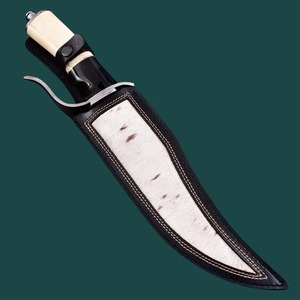 Hunting <b>Knife</b> With Camel <b>Bone</b> <b>Handle</b> And Leather Sheath Drop Point Blade Carbon Steel Industrial Grade - Product Image 6