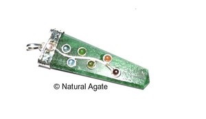 Reiki With Chakra Stone <b>Crystal</b> Quartz Flat Pencil Pendants - Product Image 2
