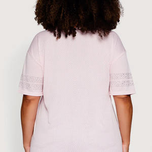 Maillot de football américain rose tendance avec strass surdimensionnés, unisexe, col en V, maille respirante, streetwear, 100 % polyester, vente en gros OEM - Product Image 5