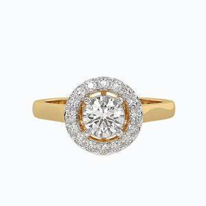 แหวนหมั้นเพชรทรงกลมเจียระไนแบบบริลเลียนท์สีเหลืองทอง สไตล์คลาสสิกสำหรับผู้หญิง - Product Image 3