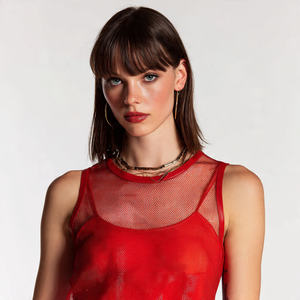 Débardeur court transparent en maille 100% polyester, sexy, pour femmes - Product Image 4