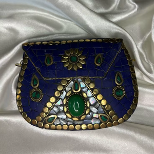 Sac Bohème Indien de Luxe Fait Main XL, Sac Bandoulière Métallique, Design Bonbon, Fermeture à Rabat Magnétique, Classique Bohème, Voyage - Product Image 2