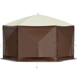 Carpa de camping desplegable de 10 x 10 pies con mosquitera, toldo de 6 lados con ventanas de malla, bolsa de transporte portátil y estacas para el suelo - Product Image 4
