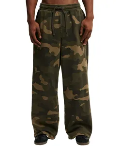 กางเกงวิ่งผู้ชายผ้าฟลีซทรงหลวมแนวสตรีทแบบลำลองกางเกงวอร์มทรงแบ็กกี้ผ้าคอตตอนสีเขียวลายพรางออกแบบได้ตามต้องการ - Product Image 1