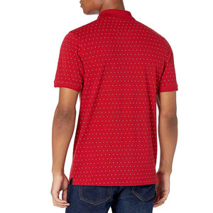 T-shirt sportif à manches courtes en coton 100 % rayé pour homme, avec logo frontal et design color block rouge et bleu marine, coupe classique - Product Image 2